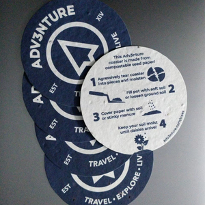 <b>Plantable</b> Recycled <b>Paper</b> Custom Printed Eco-Friendly Biodegradable Promotional Drink Coasters White 250gsm Krishna Eco Exports - Product Image 1