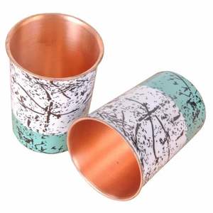 Verre à eau en cuivre pur imprimé, durable et écologique, grande capacité pour un usage quotidien domestique, hydratation ayurvédique régulière - Product Image 3