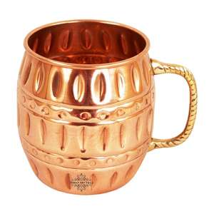 Taza de Cobre Puro para Moscow Mule, Diseño Redondo en Forma de Barril, con Capacidad de 530 ml, para Kit de Ahumador de Cócteles - Product Image 5