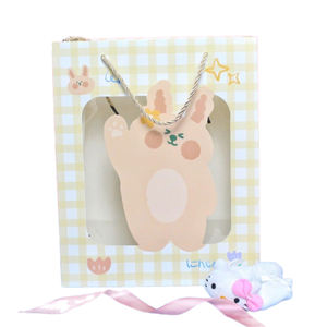 Sacs cadeaux transparents à motif de grille avant avec ours mignon, conception de lapin écologique, solutions d'emballage de fête réutilisables-(prune) - Product Image 2
