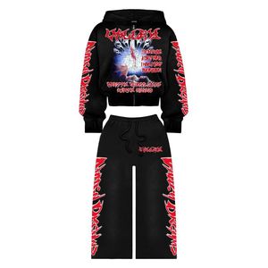 Nouveau design Streetwear survêtement personnalisé sweat à capuche unisexe respirant sérigraphié et pantalon évasé empilé Streetwear - Product Image 2