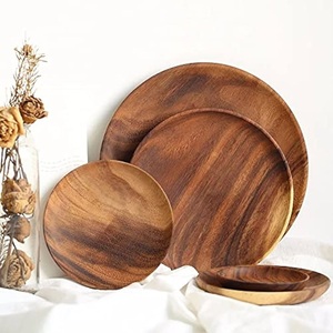 Assiette en bois d'acacia pour la maison, dessus de table, vaisselle, assiettes en bois naturel 100% de luxe sur mesure pour prix de gros - Product Image 3