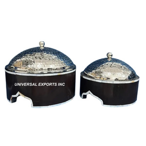 Ensemble en bois de deux Hotpot de haute qualité Designer luxe nouveau chauffe-plats de qualité supérieure fait à la main fantaisie casserole en métal - Product Image 1