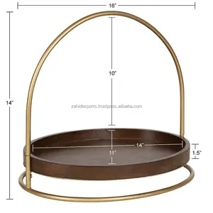 Bandeja de metal hecha a mano con pulido brillante de latón para pedidos internacionales Bandeja de servicio de oro hecha por Zahid exportaciones en India - Product Image 6