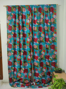 Cortinas de ventana de algodón de lujo, estampado de flores de frutas turquesa, elegante, sala de estar, decoración del hogar, paneles de cortina transpirables suaves - Product Image 3