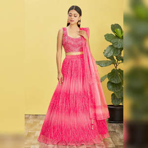 Prêt à Porter Indien Ethnique Partywear Lehenga Choli avec Dupatta Ensemble Entièrement Cousu - Product Image 1