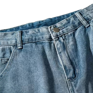 Pantalones cortos de mezclilla holgados lavados con ácido Vintage personalizados de alta calidad, ropa de calle de Color sólido, pantalones cortos de mezclilla Cargo para hombre - Product Image 3