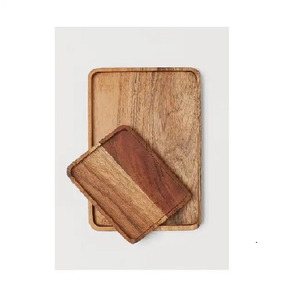 Plateau de service Rectangle en bois de meilleure conception Finition naturelle Taille standard pour la maison et les hôtels Plateau de service fait à la main - Product Image 6