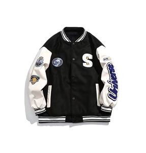 Hot Selling Wholesale OEM <b>Mens</b> Thick High GSM <b>Bomber</b> <b>Jacket</b> Custom Embroidery Patch <b>Varsity</b> <b>Jacket</b> High Quality Manufacture - Product Image 2