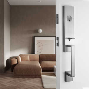 Poignées de porte à levier poussoir en alliage de zinc nickel satiné de luxe 8082, serrure de porte robuste pour porte d'entrée - Product Image 2