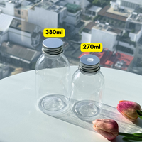 Pot en plastique PET rond court de haute qualité avec couvercle à vis en aluminium pour boissons, lait, thé, jus, bière - Premium TINH DIEU VIETNAM