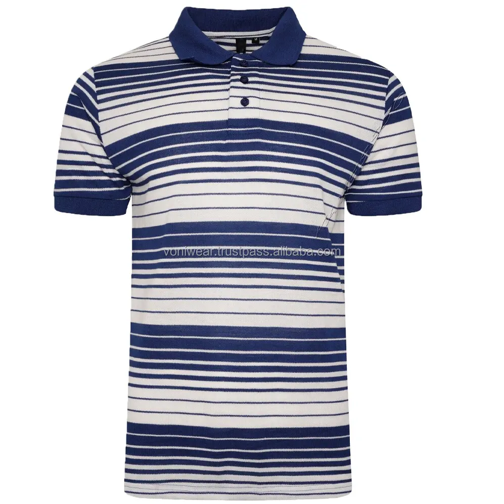 Erkek çizgili Polo gömlekler kısa kollu iplik boyalı T-Shirt rahat erkekler Custom Made stil Polo T Shirt