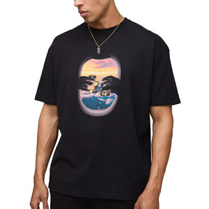 High Street Fashion T-shirt imprimé pour hommes 230g épais 100% coton surdimensionné homme vêtements coupe ample Baggy Hip Hop hommes T-shirts - Product Image 1