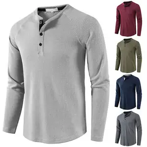 MT2337 Street Styles Custom Loose 2XL 230g 100% Cotton Mock Neck Long Sleeve T-Shirt For Men