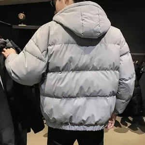 แจ็กเก็ตขนเป็ดมีฮู้ดโอเวอร์ไซส์ผู้ชายผ้าแคนวาสแบบถักคอตั้งแบบลำลองมีซิปปิดสำหรับฤดูหนาวโลโก้ออกแบบได้ตามต้องการ - Product Image 4