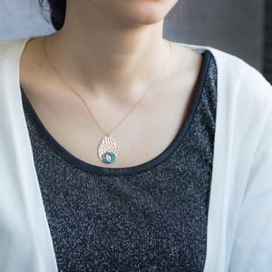 Poire Forme Martelé Pendentif Charme Turc En Gros 925 Bijoux En Argent Sterling - Product Image 2