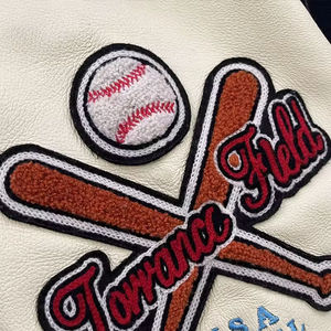 OEM Custom Men's Winter Vintage College Baseball Varsity <b>Jacket</b> <b>Retro</b> Letterman Bomber Style Embroidery <b>Leather</b> Sleeves Front - Product Image 6