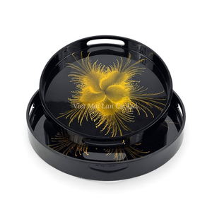 ถาดแลคเกอร์ลายดอกไม้แบบดั้งเดิม สำหรับเสิร์ฟและตกแต่งโต๊ะอาหารที่บ้าน จากเวียดนาม - Product Image 1