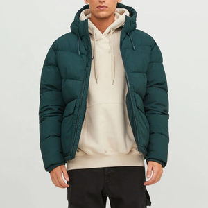 Chaqueta acolchada negra con estampado personalizado OEM para hombre, abrigo de invierno de algodón transpirable con cremallera, informal, a prueba de viento, impermeable, de talla grande - Product Image 3