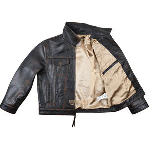 Feshowear แจ็กเก็ตกันน้ำแนววินเทจสีน้ำตาลของผู้ชายแจ็คเก็ตหนังควายแบบทรักเกอร์ - Product Image 2