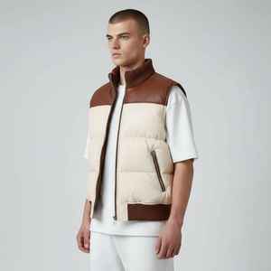 Gilet matelassé décontracté en toile pour homme, respirant, chaud, zippé, sans manches, pour l'hiver - Product Image 6