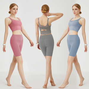 Conjunto Deportivo para Mujer, Top y Leggings, Ropa Deportiva Personalizada OEM, Transpirable, Elástica, Cintura Media, Color Sólido - Product Image 4