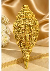 Exclusivo Ram Lala Shankh Recubierto en Oro de 24K, Artículo Decorativo Espiritual para Decoración de Templos, Espacios Devocionales y Regalos Festivos - Product Image 2