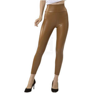 Leggings en cuir à taille élastique pour femmes, service OEM à faible MOQ, leggings en cuir de haute qualité, vêtements de fitness à prix avantageux - Product Image 1