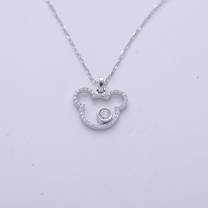 Pendentif Charme Tête de Souris Cartoon à la Mode, Micro-Pavé de Diamants de Laboratoire, en Or Jaune/Blanc et Or Rose 14K - Product Image 1