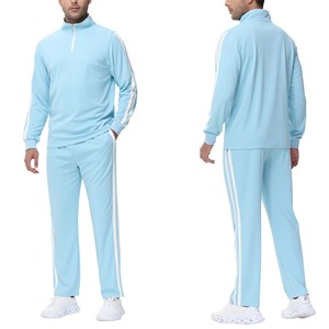 Survêtements pour hommes à manches longues avec demi-fermeture éclair survêtement de sport décontracté survêtement d'été Fitness Jogging ensemble d'entraînement Gym Wear survêtements - Product Image 1