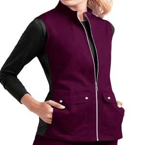 Gilets de travail pour femmes de haute qualité, uniformes d'hôpital personnalisés OEM, fermeture éclair, faible MOQ, tissu en tricot extensible respirant, aiguille - Product Image 1