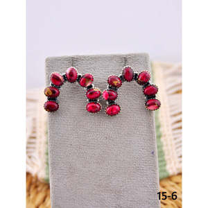 Southwest-Style Rose Dahlia & Garnet Bezel-Set Earrings with Sterling <b>Silver</b> <b>Studs</b> - Product Image 6