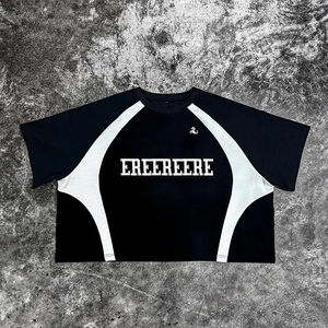 TRADE MFG Boxy <b>Cropped</b> Embroidery Hip Hop Shirts for <b>Men</b> Oversize 100% Cotton <b>Cropped</b> T-Shirt Loose Fit Knitted T-Shirt for <b>Men</b> - Product Image 1