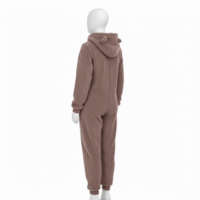 Nouvelle conception Combinaison-pyjama polaire grande taille pour femme, style streetwear décontracté, personnalisable, en coton, à capuche, avec fermeture éclair respirante sur le devant