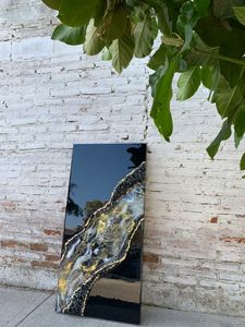 Tabla de cortar circular de resina epoxi rellena de resina azul blanca confiable para servir queso Pizza tabla de queso para el hogar - Product Image 4