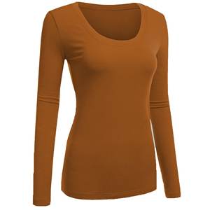 M & F-Camiseta de manga larga ajustada para mujer, blusa cómoda Lisa a granel con Logo personalizado, 100% algodón, alta calidad - Product Image 6