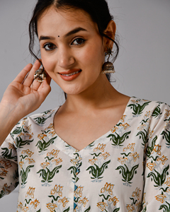 ชุดเซ็ตผ้าฝ้ายพิมพ์ลายดอกไม้สำหรับผู้หญิง |   ชุดสองชิ้นแบบชาติพันธุ์ |   เสื้อผ้าสตรีขายส่ง - Product Image 4