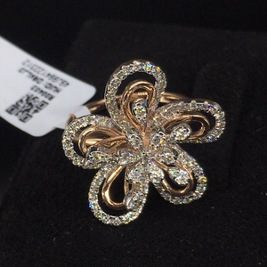 Anillo de Oro Rosa de 14K con Diseño Floral, 0.80 TCW, Diamantes Brillantes Engastados, Estilo Clásico Exquisito, Glamour Diario para Celebraciones - Product Image 1