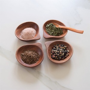 Dip Bowl and Tray Set for Spices Seasonings & Condiments Wooden Dipping Bowls Wood Sauce Dish - Product Image 3