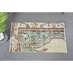 พรมขนแกะสีเขียวเบจ1.6x2.8ft วินเทจแบบดั้งเดิมผ้าถักทอแบบเรียบสำหรับตกแต่งห้องนั่งเล่นสำหรับวัยรุ่น - Product Image 1