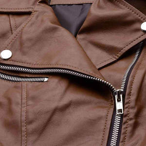 Premium Quality Leather Jacket New Trendy <b>Zipper</b> Style Casual Stylish Long Fabric Plus Size Women's Jacket - Product Image 2