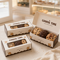 Boîte d'emballage personnalisée pour biscuits, boîte à biscuits jetable en papier pour boulangerie, boîte à emporter avec impression de logo