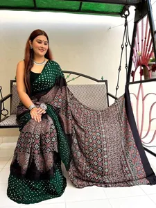 Muhteşem görünümlü çekici Premium koleksiyonu Maslin yumuşak ipek dijital baskı iş sari bluz tedarikçisi Surat hindistan