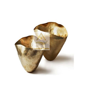 Bol profond décoratif en acier inoxydable couleur dorée feuille de laiton autour de la vaisselle bol de service couleur argent nouilles pots de service - Product Image 2