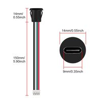Conector de alimentación USB tipo C hembra, 4 pines, crimpado directo, impermeable IP67, 10A, puerto de carga FPC, cable de alimentación UHF RF para PCB