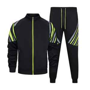 Ensemble de survêtement décontracté pour homme, été, spandex, coton, respirant, uni, deux pièces, veste zippée, jogging - Product Image 6