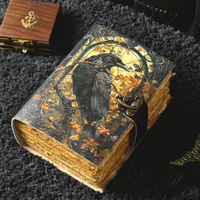 Carnet en cuir classique imprimé Grimoire Corbeau Noir, 400 pages, style Horreur Gothique, pour Sorcellerie, Halloween, Fête des Mères