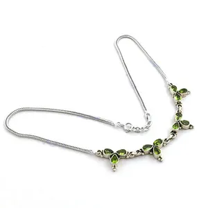 Collier en argent 925 avec péridot pour femmes, bijoux élégants en pierres précieuses, tendance - Product Image 3
