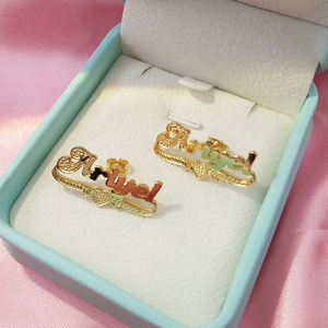 ร้อนขายน่ารักห่วงชื่อต่างหูชื่อที่กําหนดเอง18พันทองแกะสลักสายต่างหูที่กําหนดเองส่วนบุคคลชื่อสําหรับทารกเด็กสาวต่างหู - Product Image 6