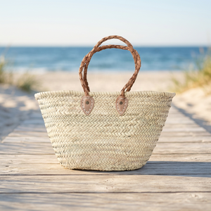 Natural <b>Baskets</b> Handmade Straw Weaving <b>Basket</b> Braided Handles Natural Minimalist Design Open Top Storage Bucket for Home Decor - Product Image 3